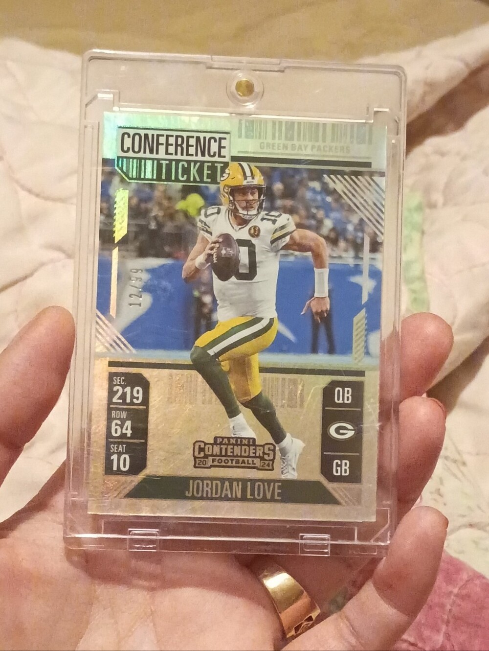 Panini Contenders FOOTBALL Jordan Love CONFERENCE TICKET Card - Green/Gold/White